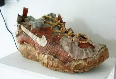 Cheney's Rape shoe made out of human skin leather