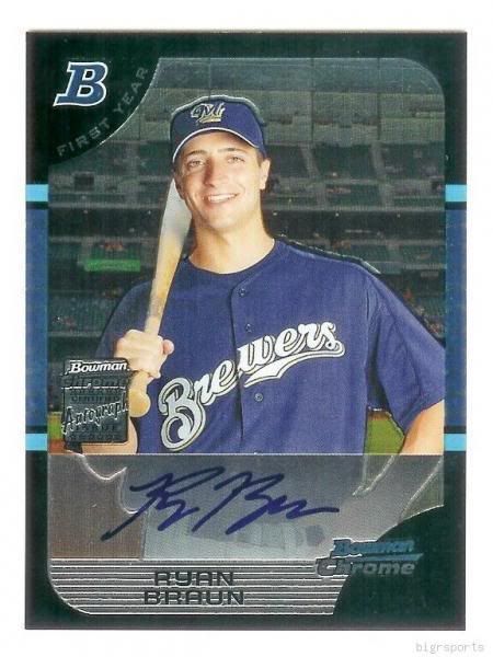 2005 Bowman Chrome Draft Ryan Braun Autograph RC Card