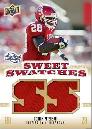 2010 UD NCAA Sweet Spot Adrian Peterson Sweet Swatches Jersey