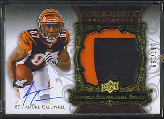 Andre Caldwell 2008 UD Upper Deck Exquisite Football RC Patch Auto 