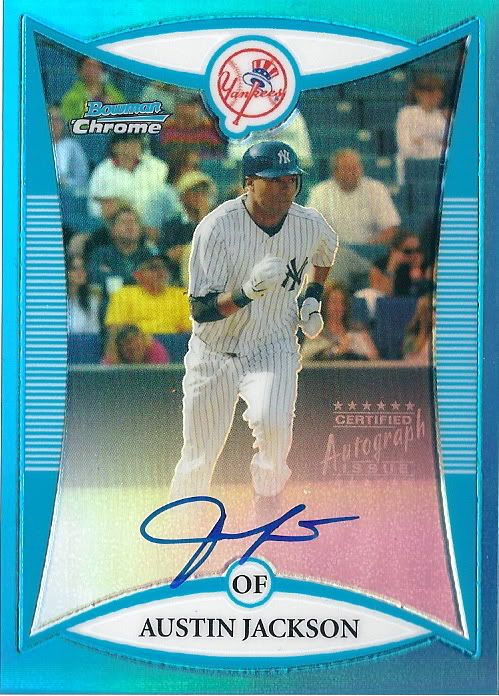 2008 Bowman Chrome Austin Jackson Blue Ref Autograph