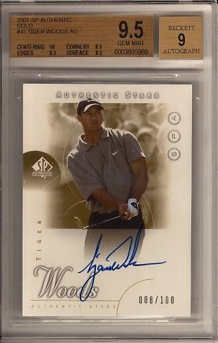 2001 Sp Authentic Tiger Woods Auto Gold BGS 9.5