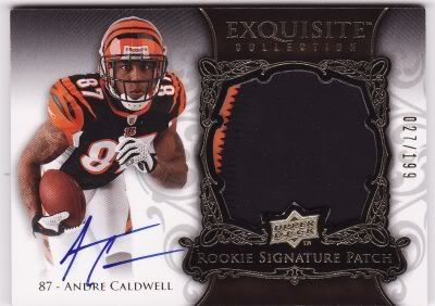 Andre Caldwell 2008 UD Upper Deck Exquisite Football RC Patch Auto /199 