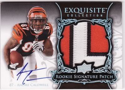 Andre Caldwell 2008 Upper Deck Exquisite Football RC Patch Auto 