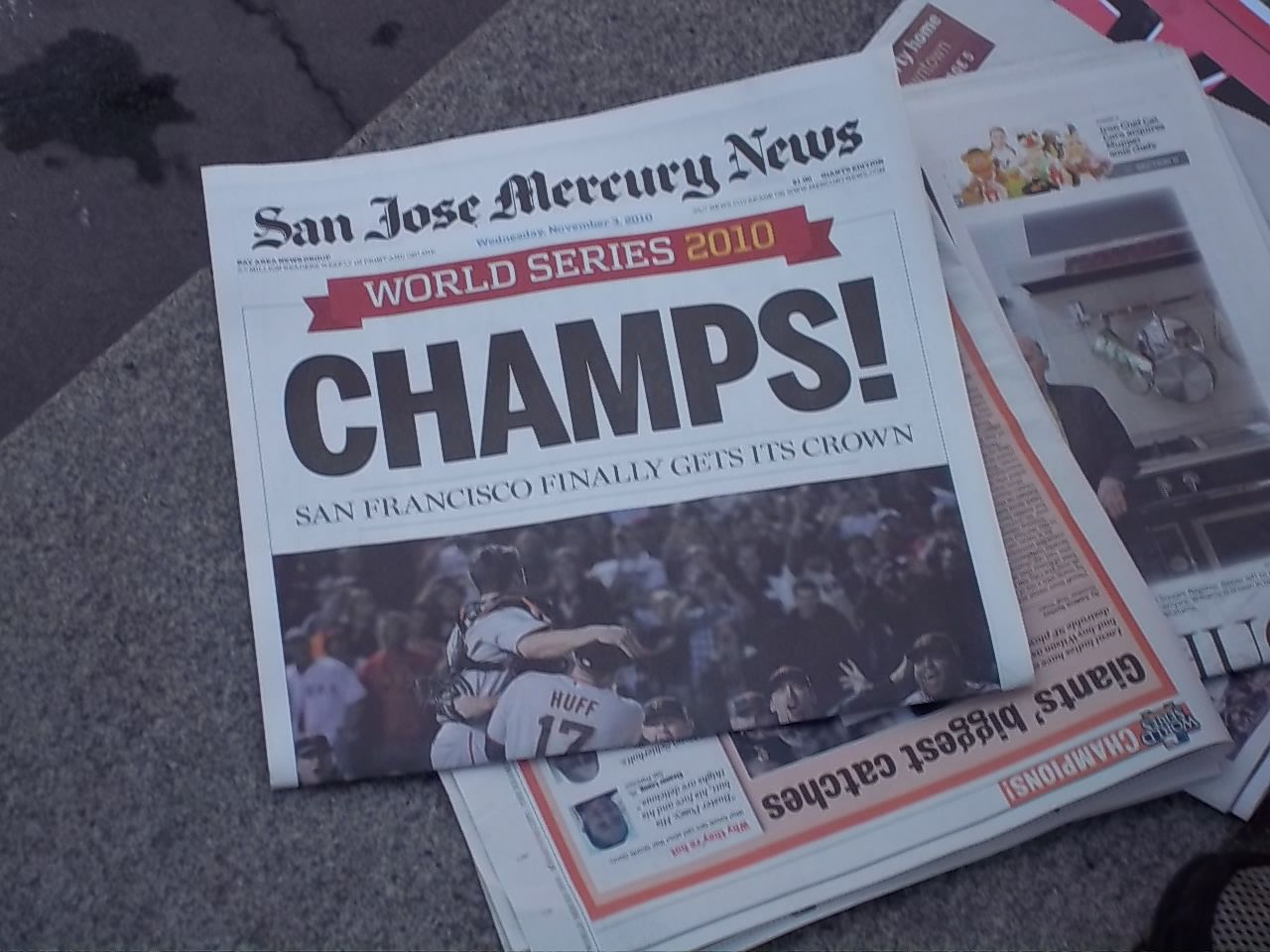 2010 SF Giants San Jose Mercury News Champs Newspaper