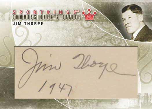 2010 Sportkinga Commissioner's Office Jim Thorpe Cut Autograph Card