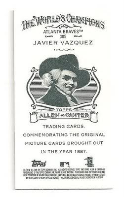 Javier Vazquez 2009 Allen & Ginter Ad Back 
