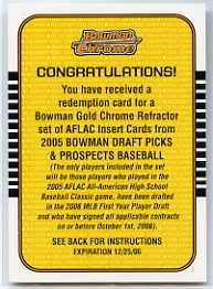 2005 Bowman Chrome Draft Gold Refractor AFLAC Set Redeption