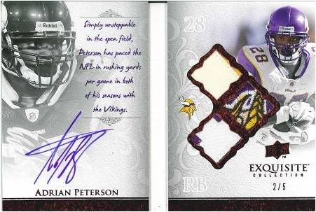 2009 Exquisite Football Adrian Peterson Book Card