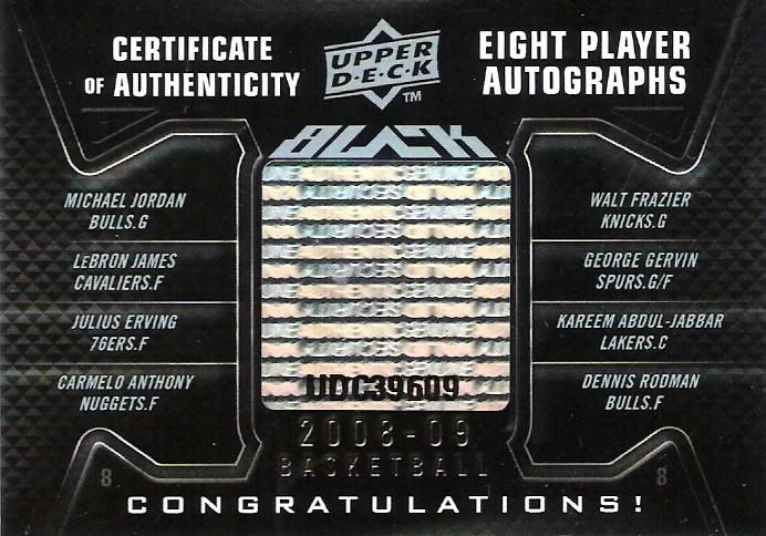 08/09 UD Black Octo Auto Certificate of Authenticity