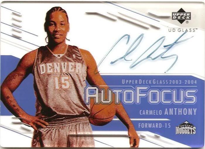 03/04 UD Glass Auto Focus Carmelo Anthony Autograph