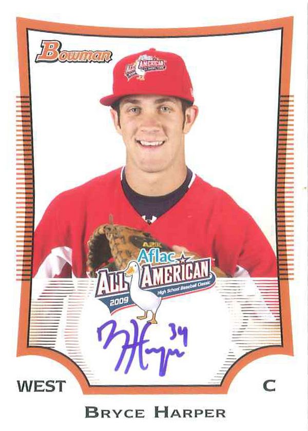 2010 Bowman Draft Picks and Prospects 2009 AFLAC Bryce Harper Autograph Card