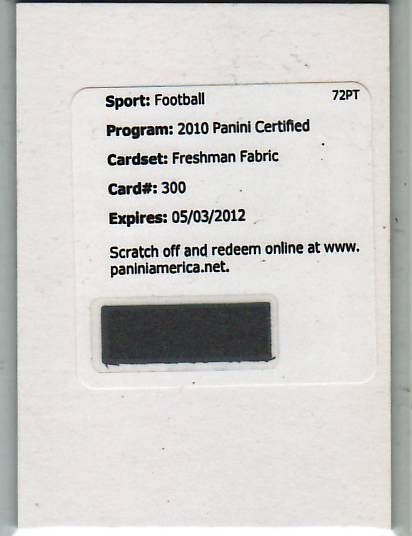 2010 Panini Certified Footbal Redemption RC Rolondo McClain