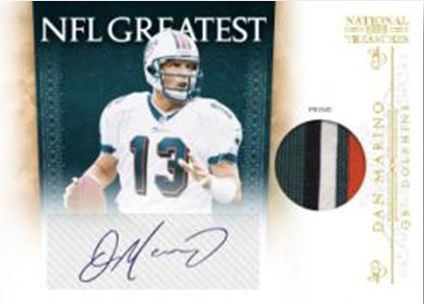 2010 Panini National Treasueres Dan Marino Jersey Patch Autograph NFL Greatest Insert Card