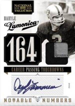 2010 Panini National Treasures Daryle Lamonica Patch Jersey Autograph Notable Numbers Insert Card