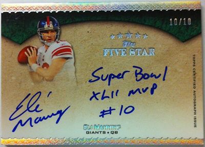 2010 Topps Five Star Eli Manning Quotable Super Bowl Autograph Card
