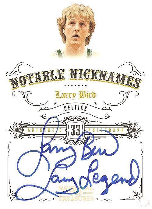 2009/10 Panini National Treasures Larry Bird Legend Nickname Autograph