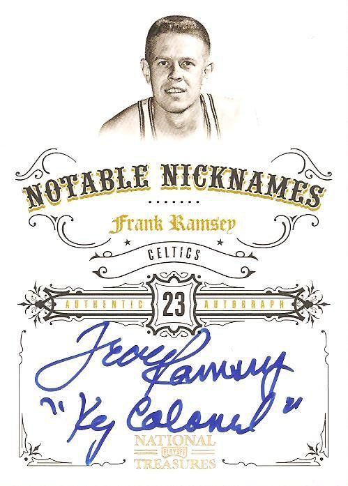 2009/10 Panini National Treasures Frank Ramsey Nickname Autograph Card