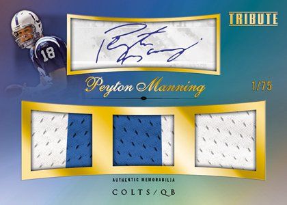 2010 Topps Tribute Peyton Manning Triple Relic Jersey Autograph Card