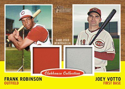 2011 Topps Heritage Frank Robinson Joey Votto Dual Jersey Clubhouse Collection Card