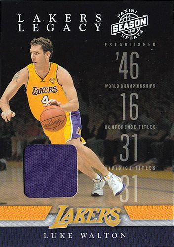 09/10 Panini Season Update LA Lakers Legacy Luke Walton Jersey Card