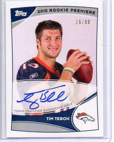 2010 Topps Tim Tebow Rookie Premier Auto RC 
