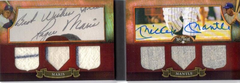 2010 Topps Triple Threads Mickey Mantle/Roger Maris Dual Relic Auto