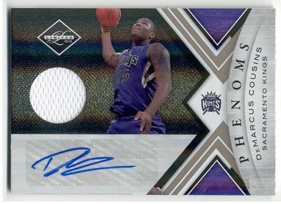 2010/11 Panini Limited DeMarcus Cousins Autograph Phenoms Material RC Card