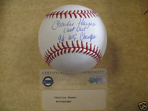 Charlie Hayes NY Yankees Autographed Baseball