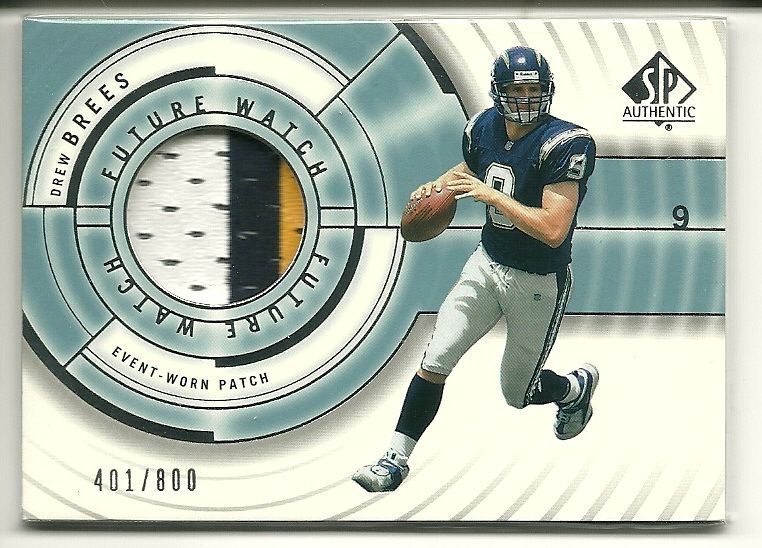 2001 Sp Authentic Drew Brees Patch Jersey Rookie RC
