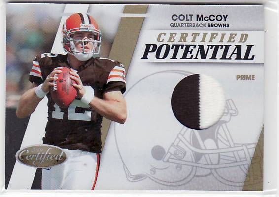 2010 Panini Certified Football Potential Colt McCoy Prime Material Jersey Card