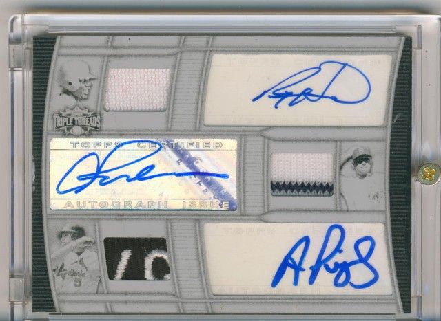 2010 Triple Threads Auto Patch Pujols Howard Rodriguez 1/1