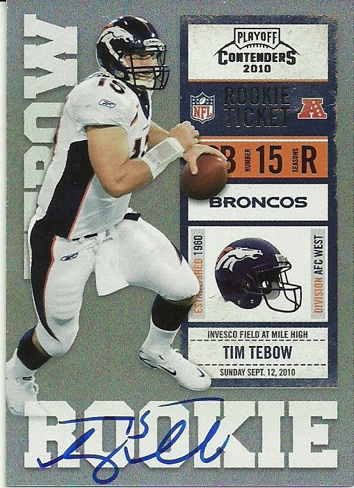 2010 Playoff Contenders Tim Tebow White Jersey Autograph Card