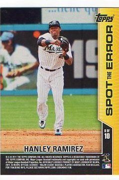 2011 Topps Opening Day Hanley Ramirez Spot the Error