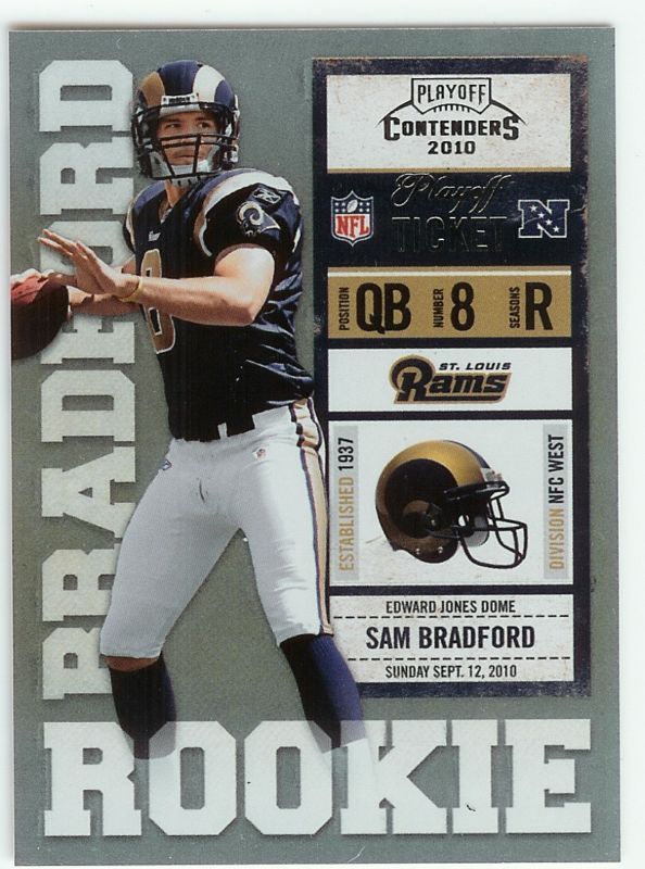 2010 Playoff Contenders Sam Bradford No Autograph RC Ticket #/99 Parallel