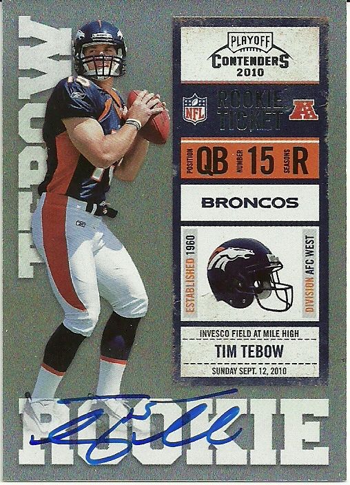 2010 Playoff Contenders Tim Tebow Blue Jersey Autograph Card
