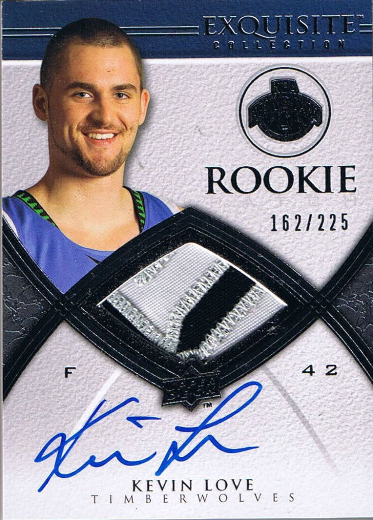 2008/09 Upper Deck Exquisite Kevin Love Autograph Jersey Rookie RC Card