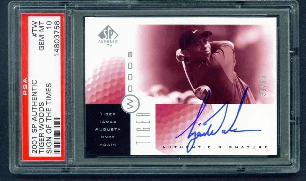 2001 SP Authentic Tiger Woods Sign of the Times Augusta Autograph #/65