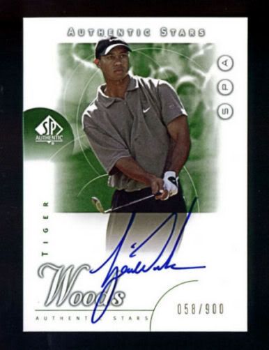 2001 Upper Deck SP Authentic Tiger Woods Autograph RC #/900