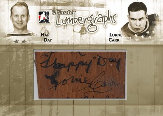 2010/11 ITG Ultimate 10 Hap Day/Lorne Carr Lumbergraphs Auto