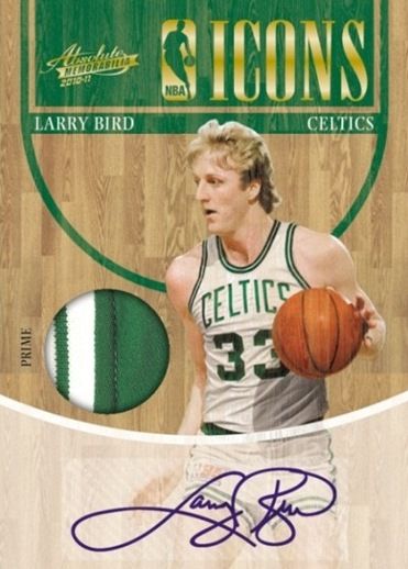 2010/11 Panini Absolute Memorabilia Icons Larry Bird Prime Jersey Autograph Card