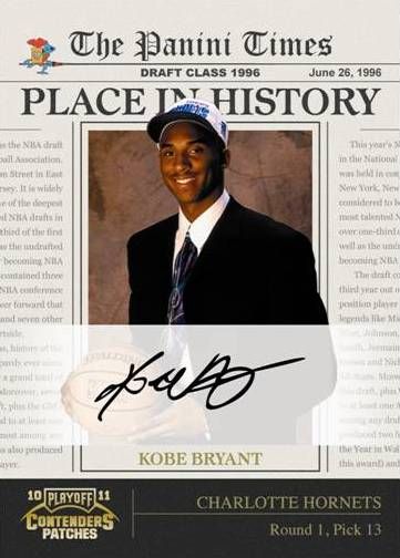 2010/11 Panini Conteders Patches Place In History Kobe Bryant Autograph Card