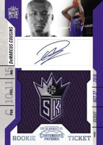 2010/11 Panini Contenders Patches DeMarcus Cousins Autograph Patch Rookie Ticket