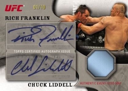2010 Topps UFC Knockout Dual Rich Franklin Chuck Liddell Mat Auto Relic