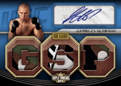 2010 Topps UFC Knockout Georges St Pierre Triple Threads Autograph Relic Card
