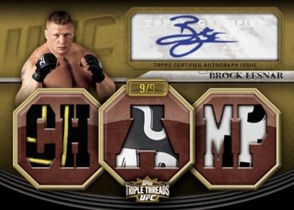 2010 Topps UFC Knockout Brock Lesnar Triple Threads Autograph Relic Card