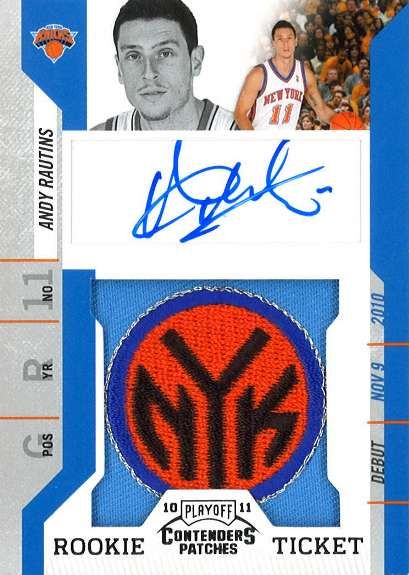 2010-11 Panini Contenders Patches Andy Rautins SP Patch Autograph RC Card