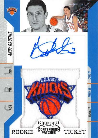 2010-11 Panini Contenders Patches Andy Rautins Regular Patch Autograph RC Card