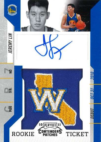 2010-11 Panini Contenders Patches Jeremy Lin SP Patch Autograph RC Card