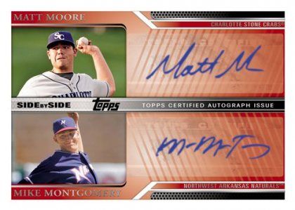 2011 Topps Pro Debut Side By Side Signature Matt Moore - Mike Montomery Autograph Card